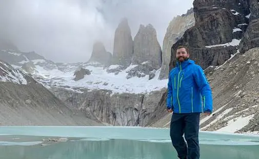 Andrew in Torres del Paine National Park in Chile's Patagonia region